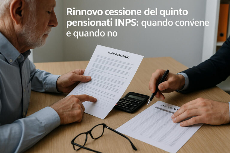 Rinnovo cessione del quinto pensionati INPS: quando conviene e quando no